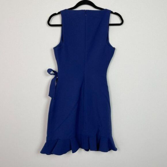 Likely Penny Ruffle Wrap Mini V Neck Dress Blue 2 - Picture 5 of 8